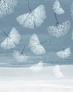 Papier peint salle de bain japandi blue gingko, XXL, tendance