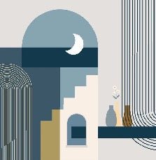 Papier peint arche bleu graphique