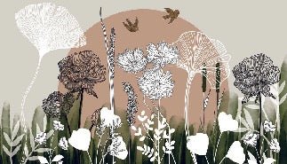 Papier peint panoramique illustration florale