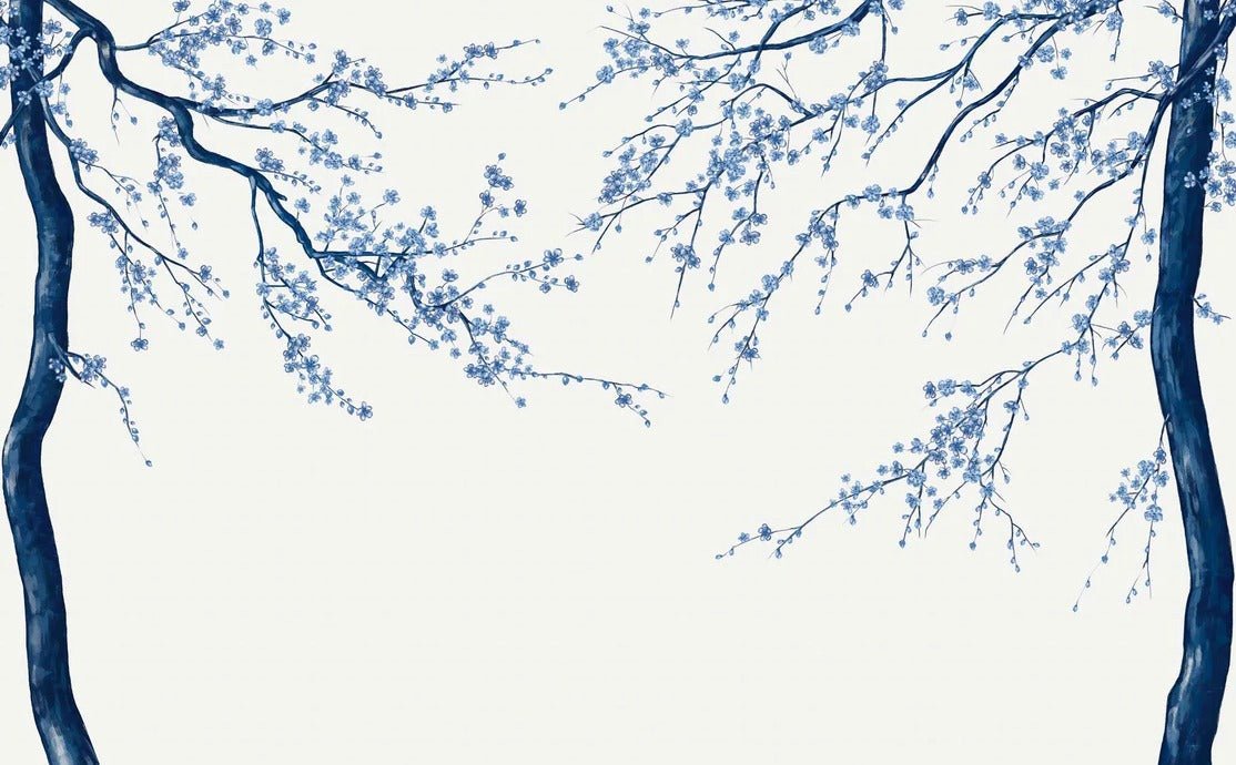 Papier peint panoramique fleur Sakura blanc