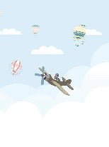 Papier peint Chambre enfant Avion Nuage