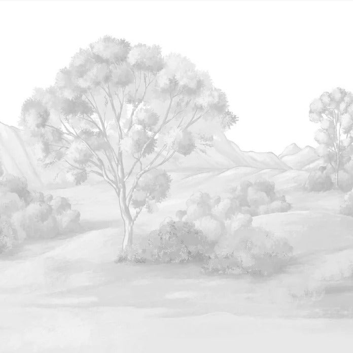 Papier peint paysage poétique bleu