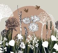 Papier peint panoramique illustration florale, XXL, tendance