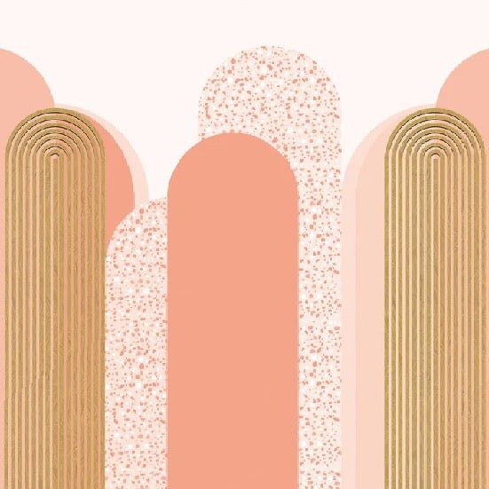 Papier peint Art déco graphique tendance rosé, XXL, tendance