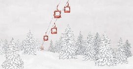 Papier peint montagne télécabine rouge, XXL, tendance