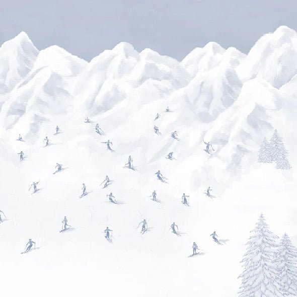 Papier peint montagne skieurs BLEU