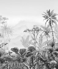 Tropical black and white wallpaper, XXL, tendance