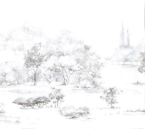 Papier peint forêt de pin aquarelle, XXL, tendance