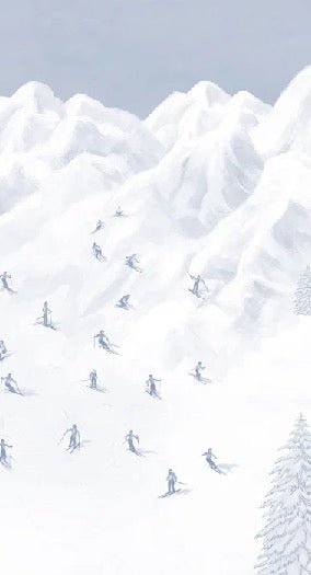 Papier peint montagne skieurs bleu