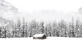 Papier peint panoramique chalet en montagne, XXL, tendance
