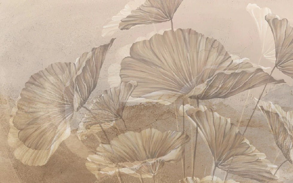 Papier peint panoramique lotus sepia