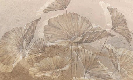 Papier peint panoramique lotus sepia, XXL, tendance