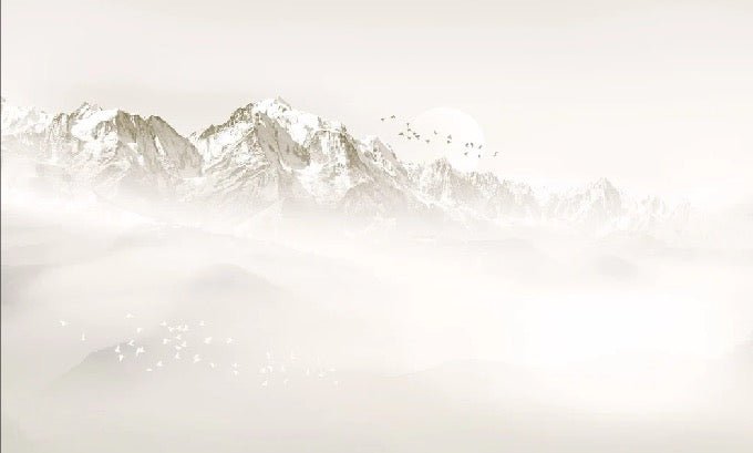 Papier peint Mont blanc lune et oiseau