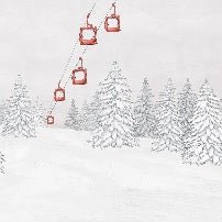 Papier peint montagne télécabine rouge