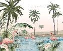 Papier peint oasis flamingo