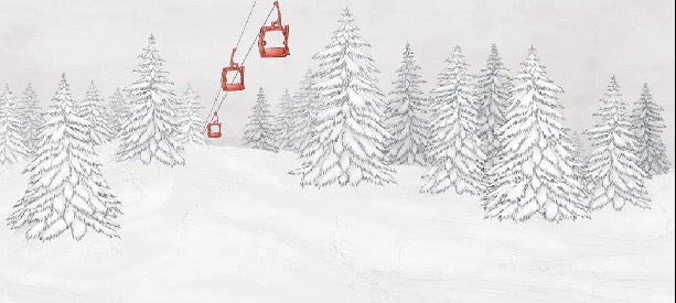 Papier peint montagne télécabine rouge, XXL, tendance