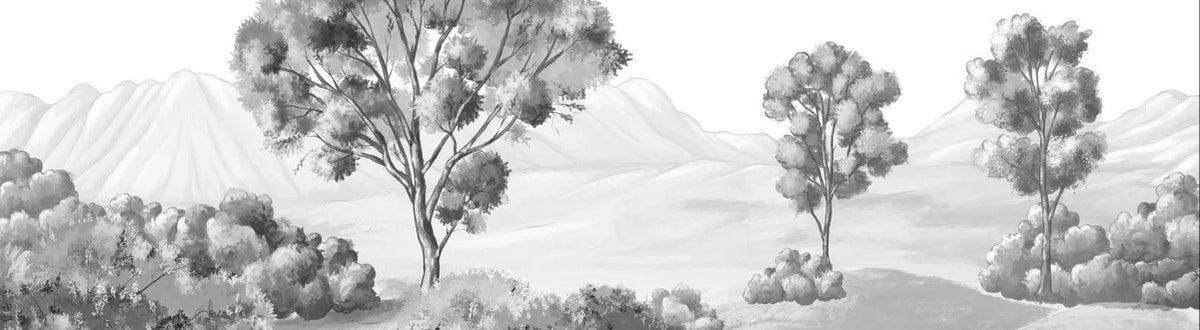 Papier peint paysage poétique noir et blanc
