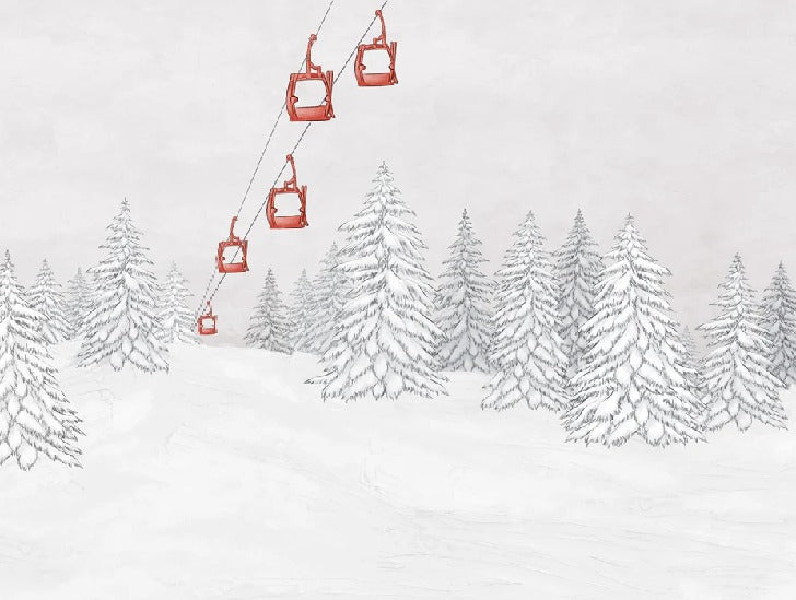 Papier peint montagne télécabine rouge, XXL, tendance