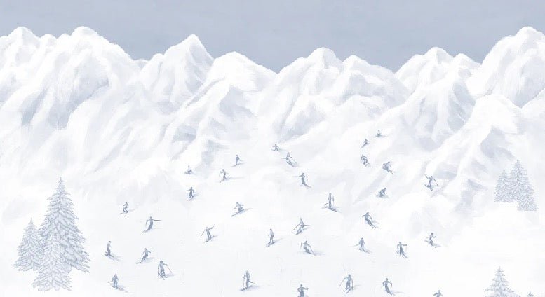 Papier peint montagne skieurs bleu