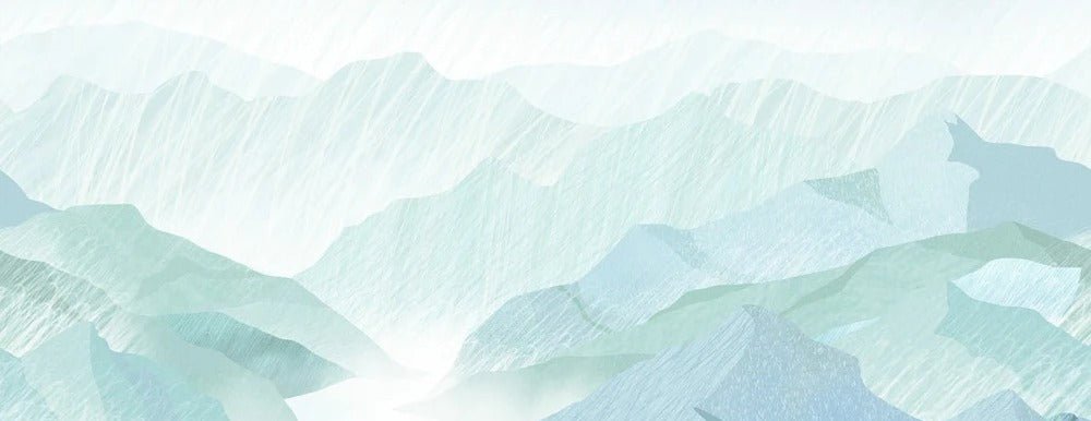 Papier peint salle de bain illustration montagnes vert, XXL, tendance