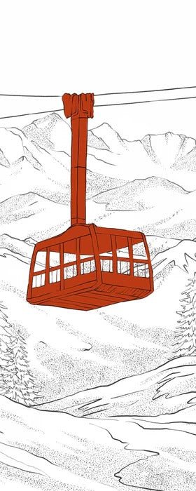 Papier peint La Plagne télécabine rouge, XXL, tendance