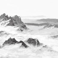 Papier peint panoramique montagne noir et blanc