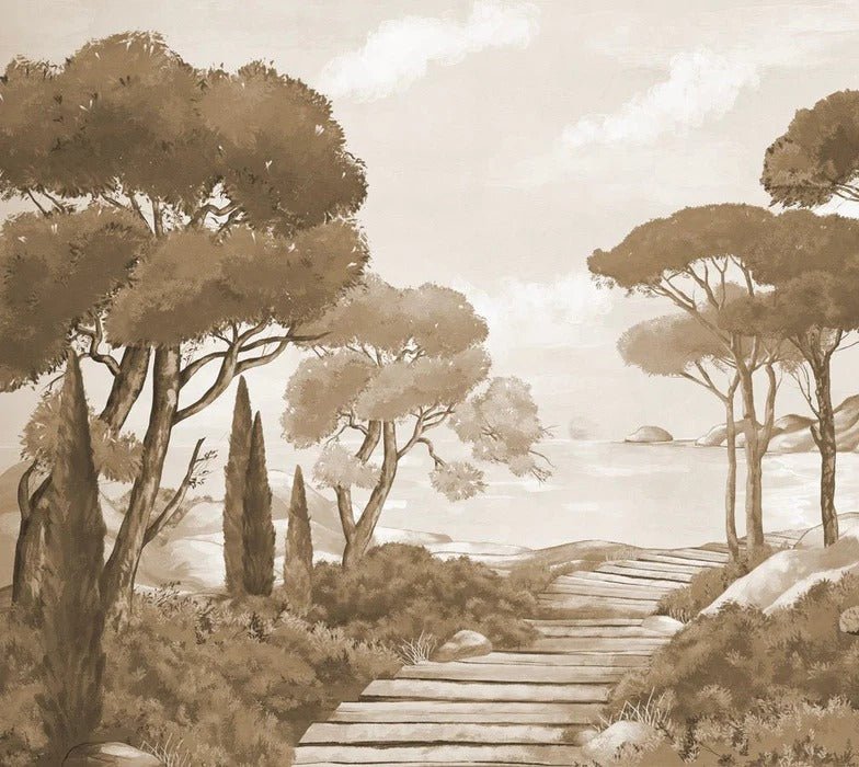 Papier peint balade dans les calanques monochrome, XXL, tendance