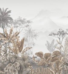 Papier peint salle de bain tendance tropical sépia, XXL, tendance