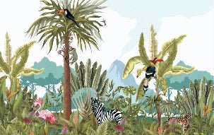 Papier peint panoramique jungle enfant, XXL, tendance