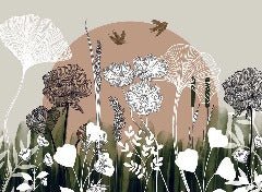 Papier peint panoramique illustration florale