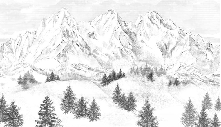 Papier peint montagne sommets de Chamonix, XXL, tendance