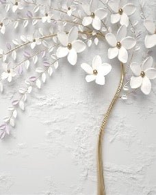 Papier peint panoramique trompe l'oeil arbre fleuri 3D, XXL, tendance