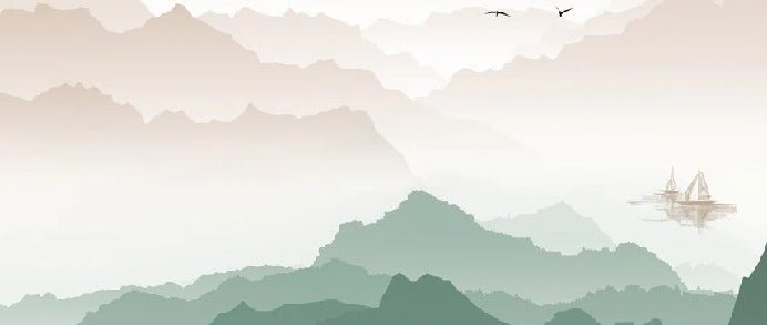 Papier peint montagne dans brume terracotta