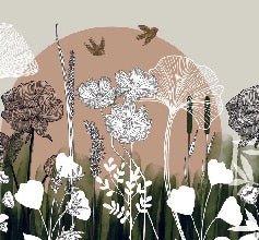 Papier peint panoramique illustration florale