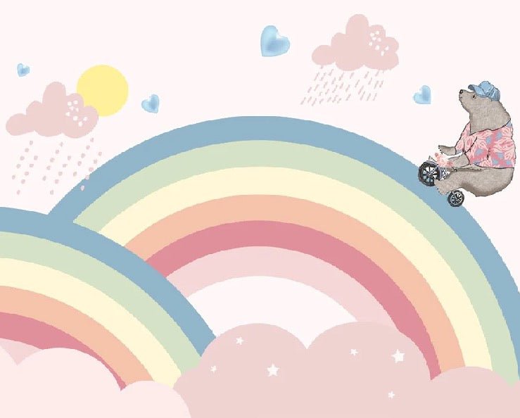 Papier peint Français enfant arc en ciel