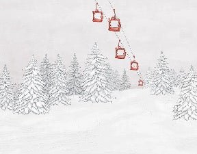 Papier peint montagne télécabine rouge