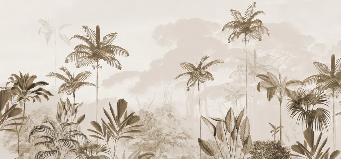 Papier peint panoramique jungle eden sépia