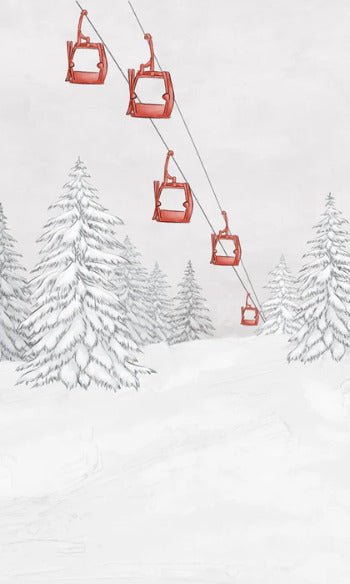 Papier peint montagne télécabine rouge