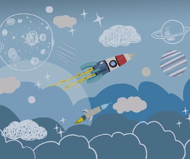Papier peint enfant fusée espace spatiale