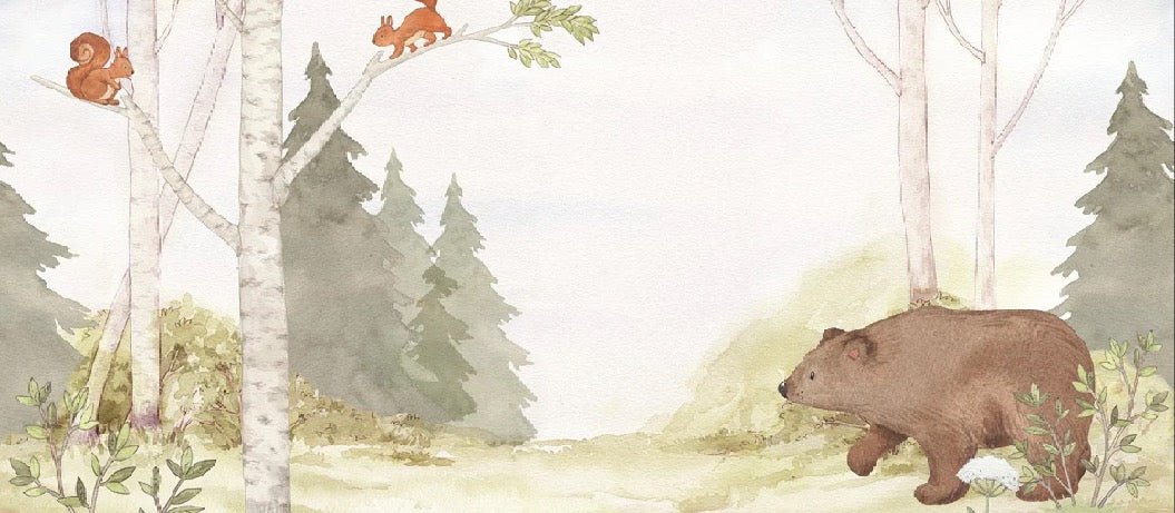 Papier peint enfant tendre ours dans la forêt, XXL, tendance