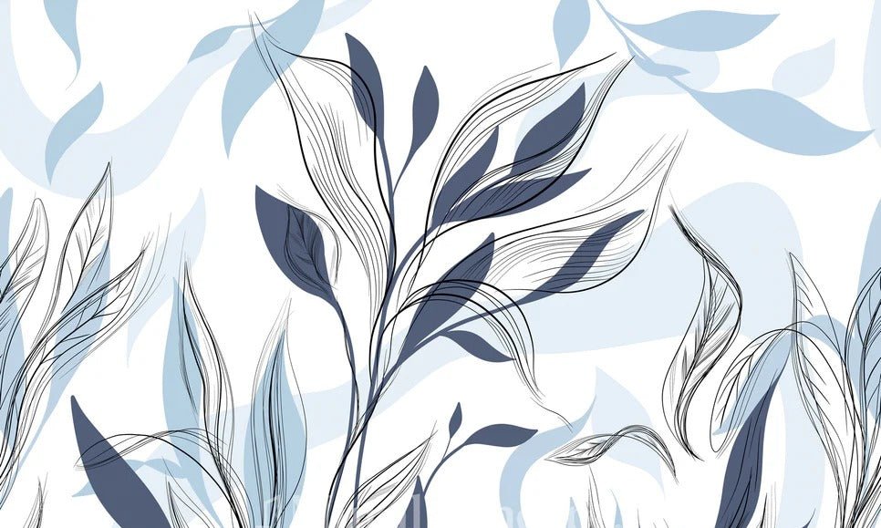 Blue graphic flower wallpaper