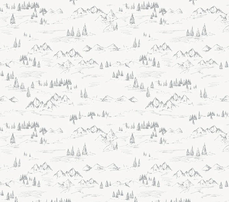Papier peint illustration montagne et sapin