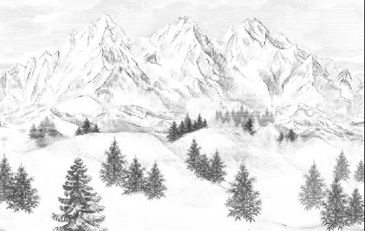 Papier peint montagne sommets de Chamonix, XXL, tendance