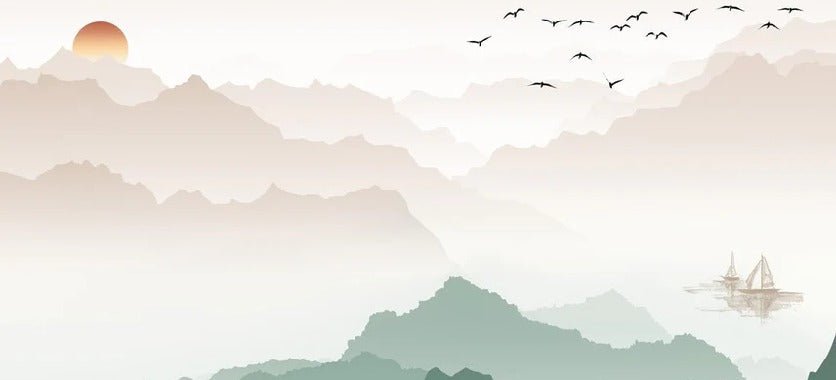 Mountain in mist wallpaper terracotta