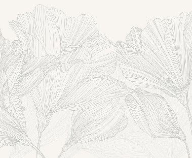 Papier peint panoramique gris et blanc valse des fleurs