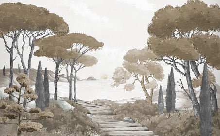 Papier peint balade dans les calanques brun, XXL, tendance