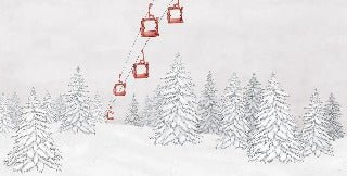Papier peint montagne télécabine rouge