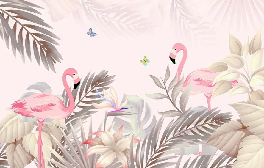 Papier peint Palm & Flamant Rose