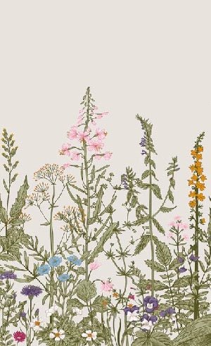 Romantic folk botanical flower wallpaper