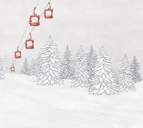Papier peint montagne télécabine rouge, XXL, tendance